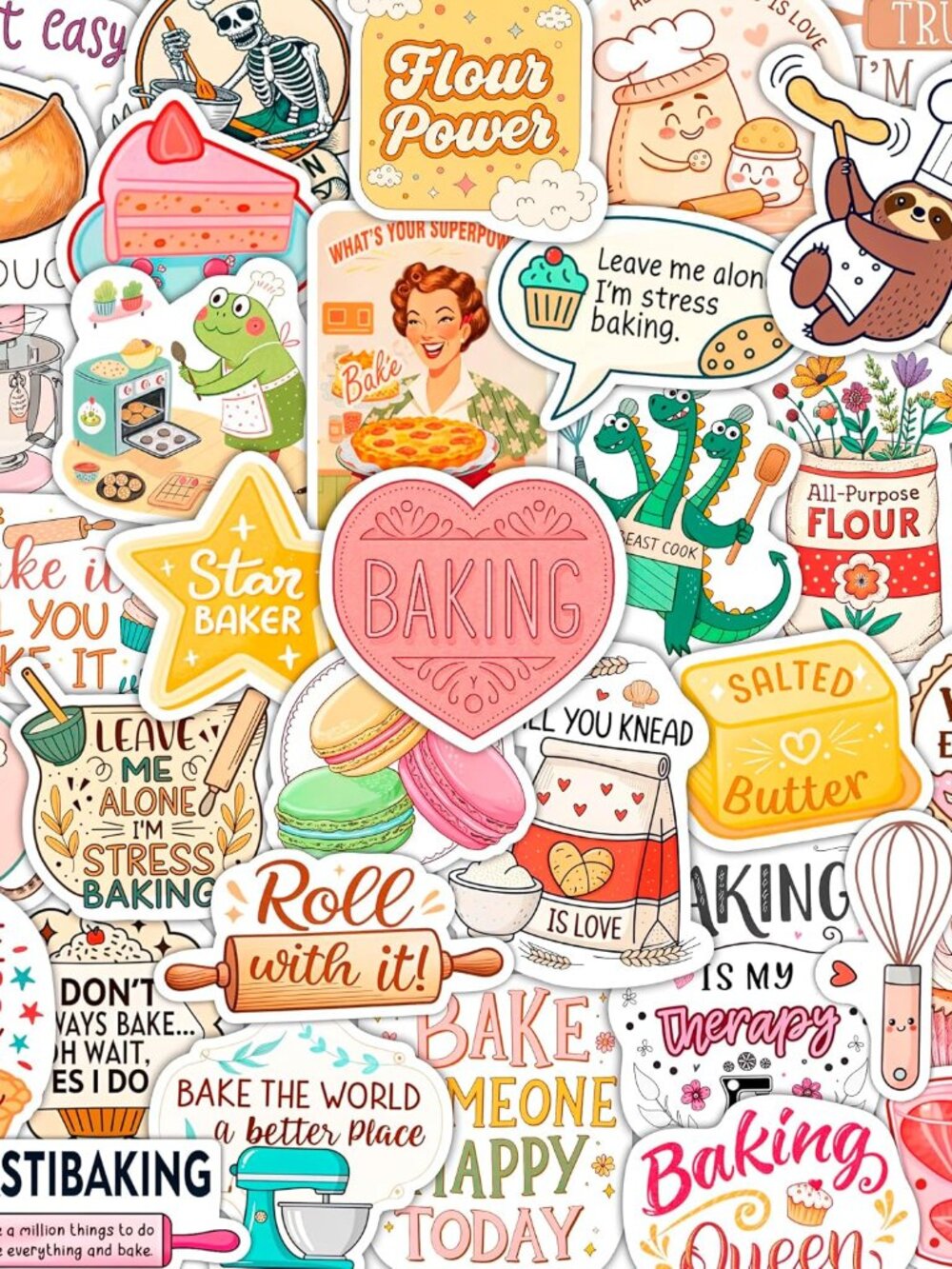 100Pcs Baking Stickers, Bakery Stickers for Water Battles — Baking Gifts for Bak